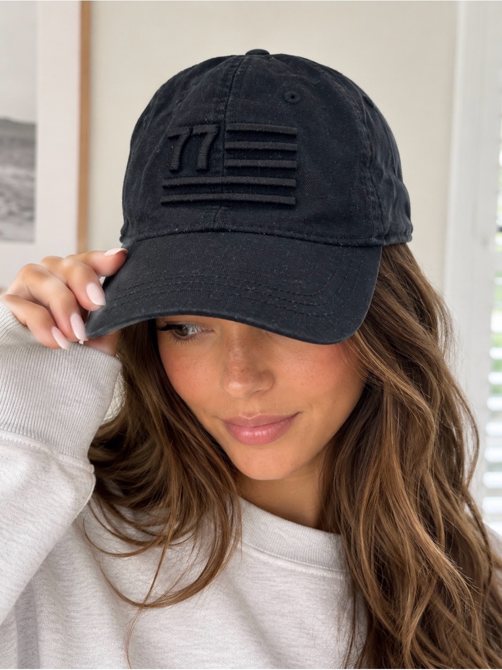 🖤🇺🇸 Vintage American Eagle 77 Flag Adjustable Hat Black Embroidered Cap 🇺🇸UNISEX